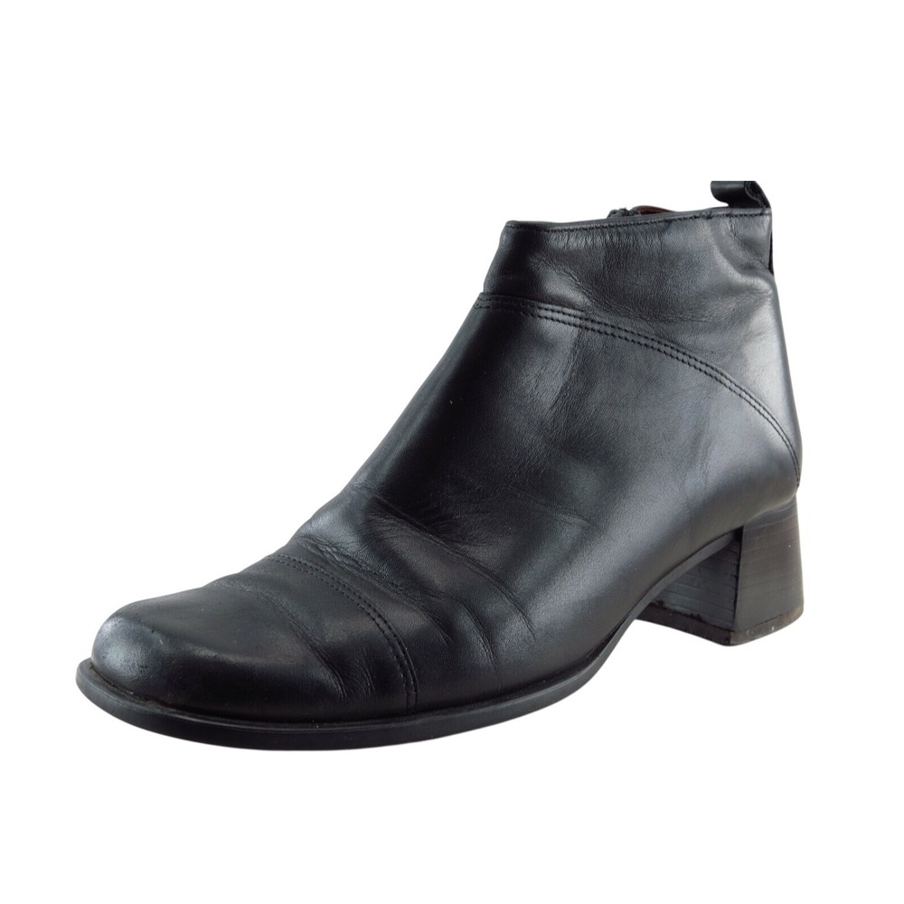 Santana Canada Short Boots Black Leather Zip Women Sz 7 M